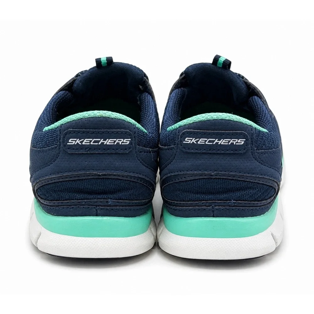 Skechers Air Cooled Memory Foam Women's 6 Navy Mint Slip In Walking Shoes 22604
